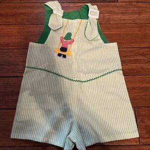 Green and Cream Kids Overalls